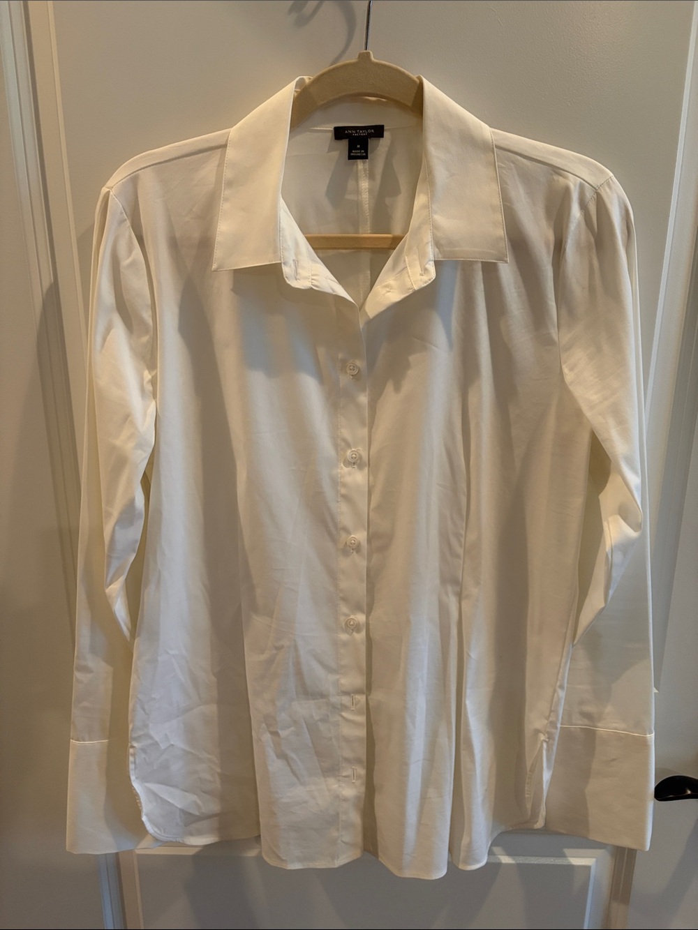 Ann Taylor Factory White Button-Down Collared Shirt